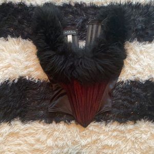 Rare vintage faux fur trim corset